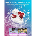 Heart shaped earphones, caring girl in ear wireless Bluetooth noise cancelling earphones