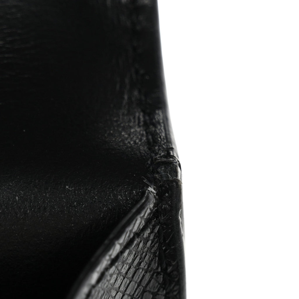 Coated Bark Calfskin Sunset Chain Wallet Black