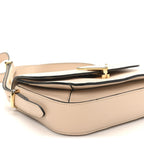 Box Calfskin Triangle Embleme Flap Shoulder Bag Sabbia