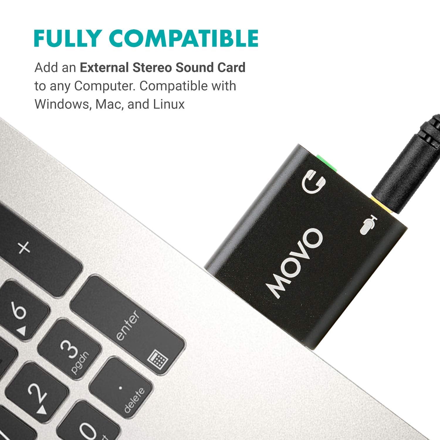 Movo USB-AC 3.5mm TRS Mic to USB 2.0 Adapter