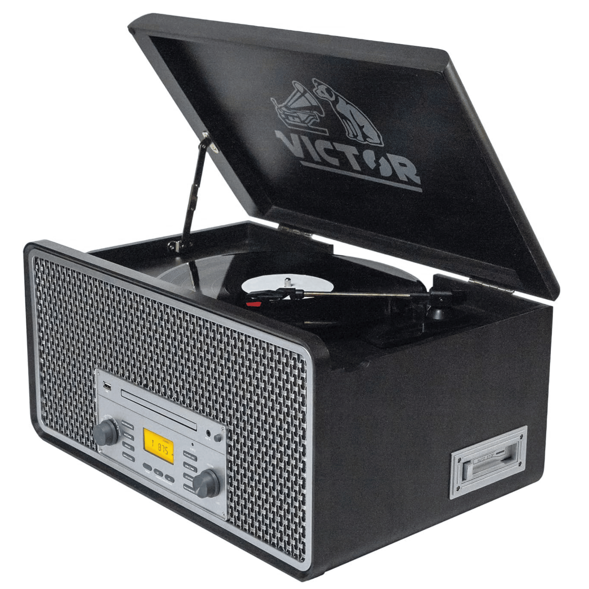 Monument 8-in-1 Wood Music Center with 3-Speed Turntable and Dual Bluetooth