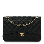 Caviar Quilted Jumbo Double Flap Black