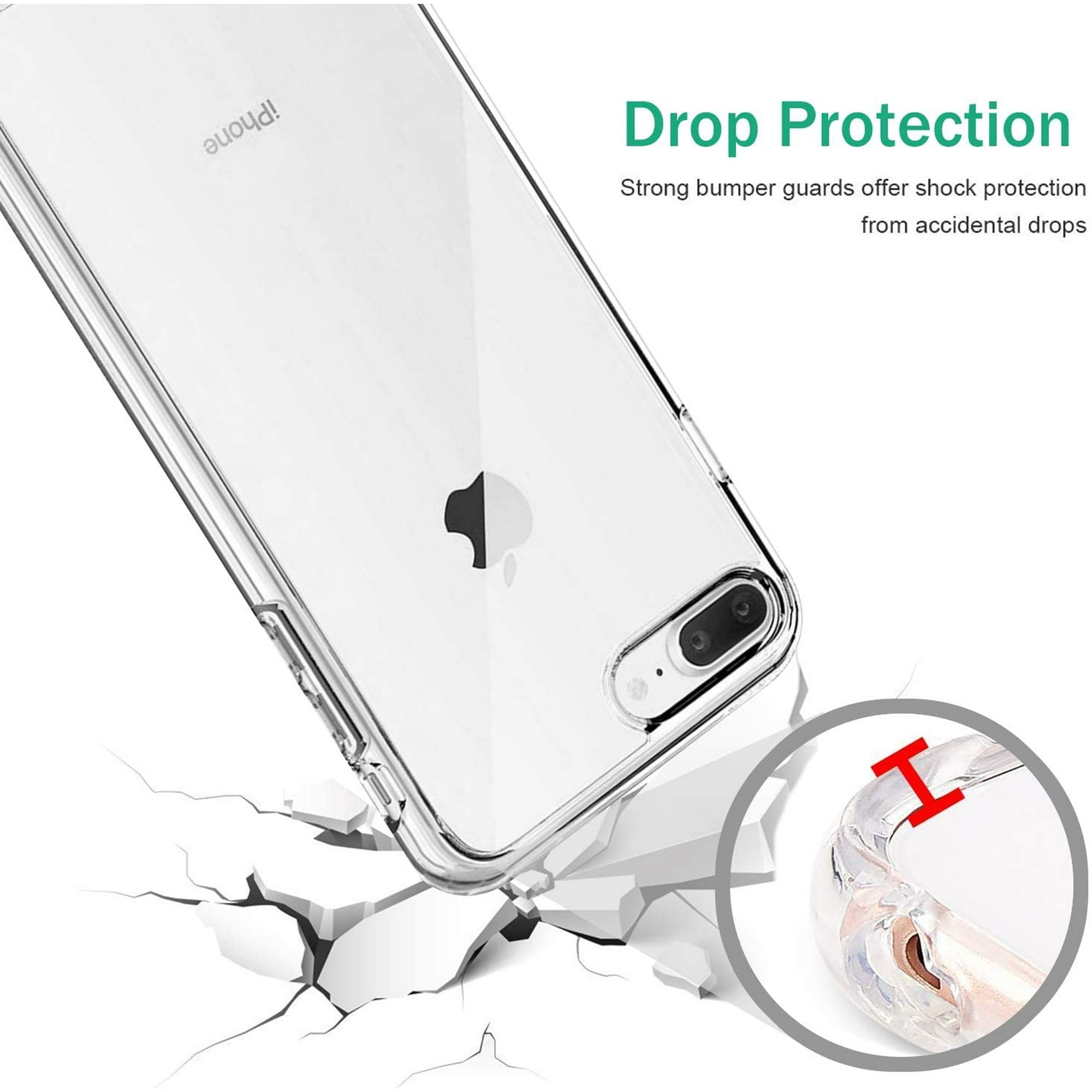 Entronix Case Compatible with iPhone 8 Plus/7 Plus - [Hard Back] Thick Clear
