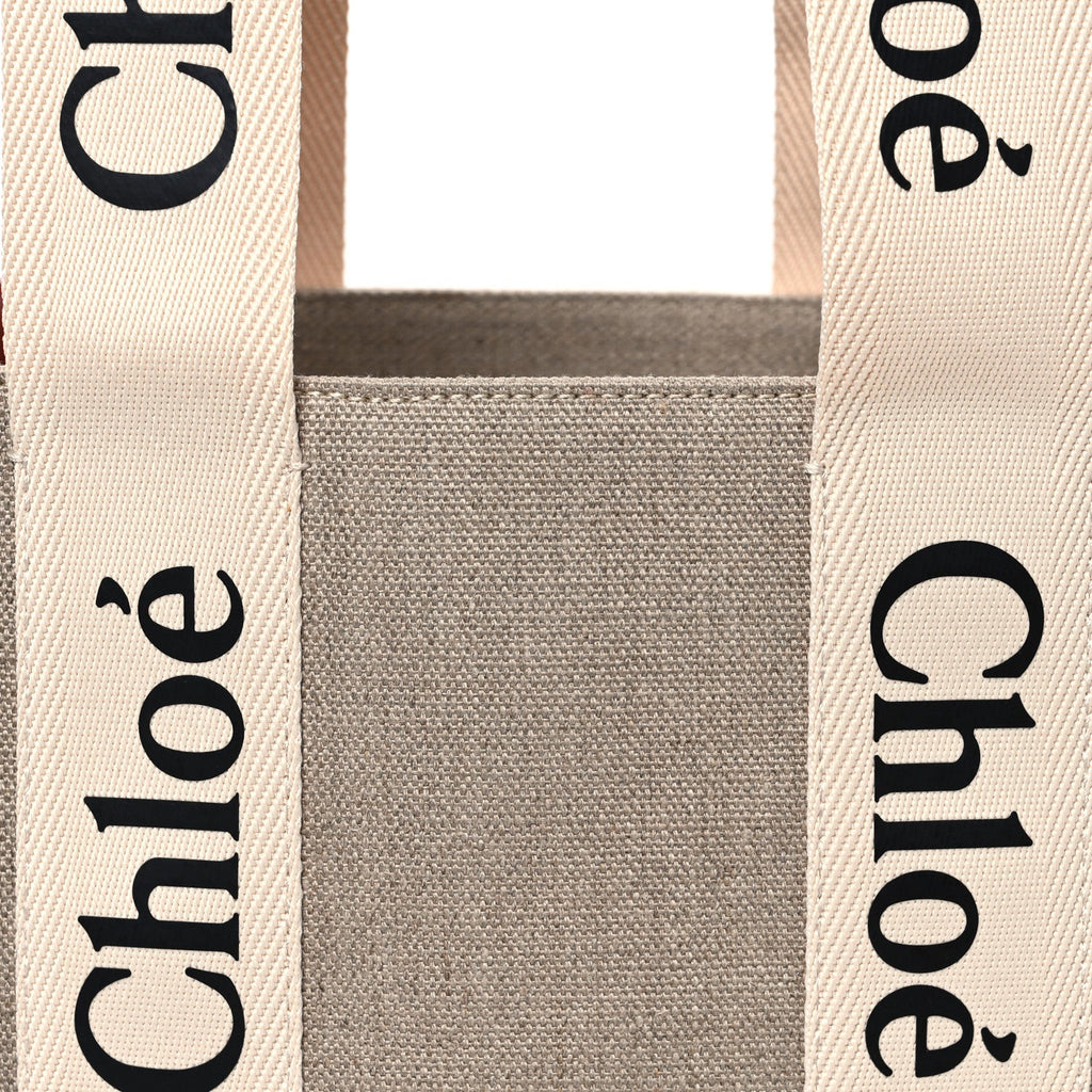 Cotton Calfskin Medium Woody Ribbon Tote White Brown