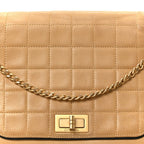 Lambskin Chocolate Bar Accordion Reissue Flap Beige