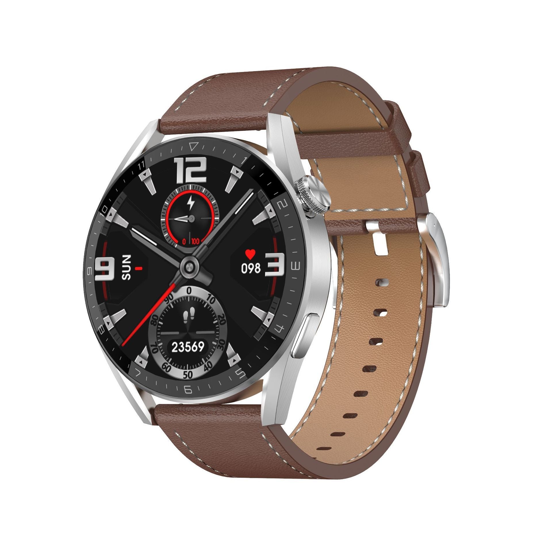 gt3 smart watch 1.36 large screen AI voice nfc access control Alipay collection and payment live broadcast supply -Silver silver steel belt+adhesive tape