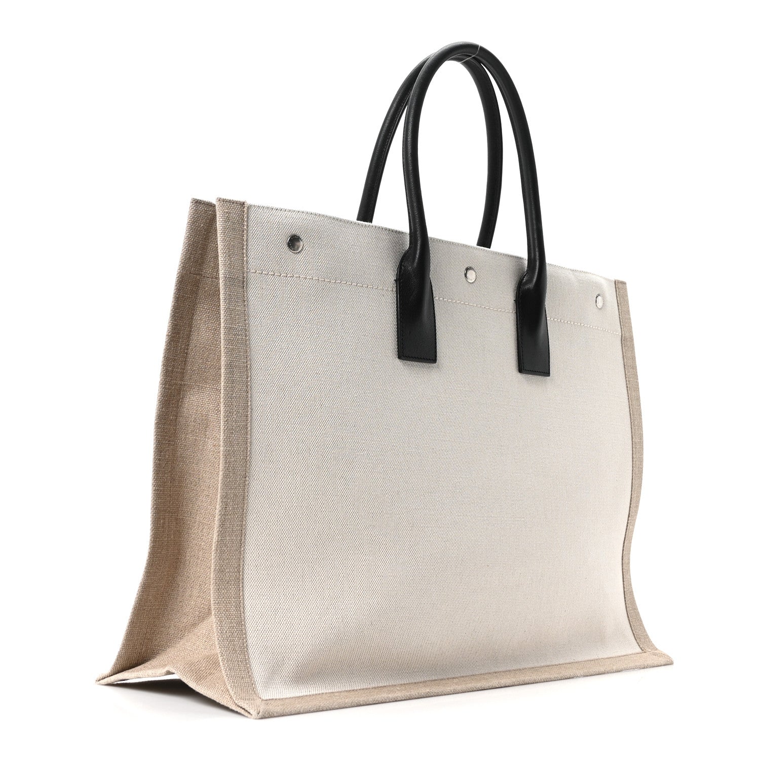 Linen Calfskin Small Rive Gauche Tote Greggio Natural