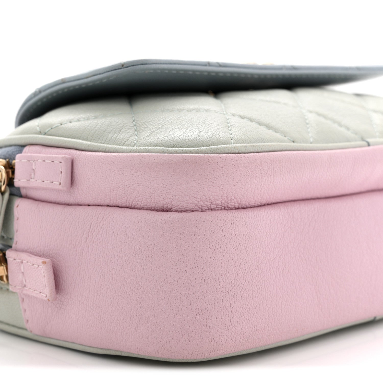 Goatskin Quilted Waist Bag Green Blue Pink