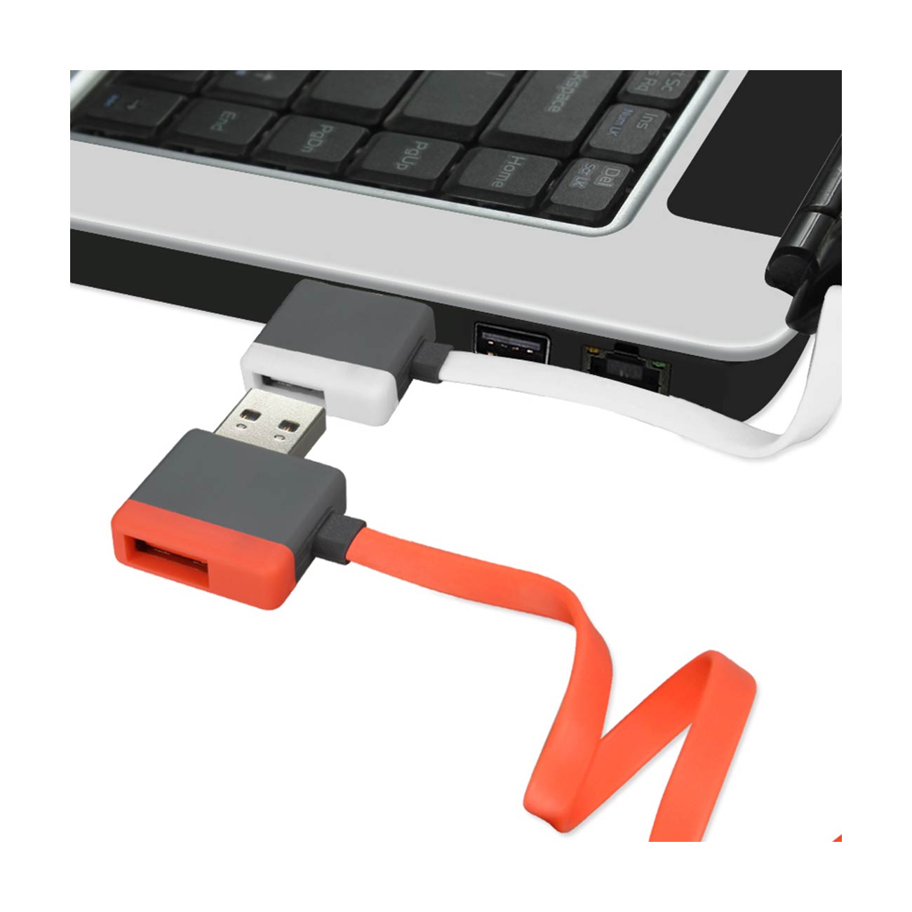 Reiko Micro Usb Piggyback Flat Liberator Usb Cable 3.2Ft In White