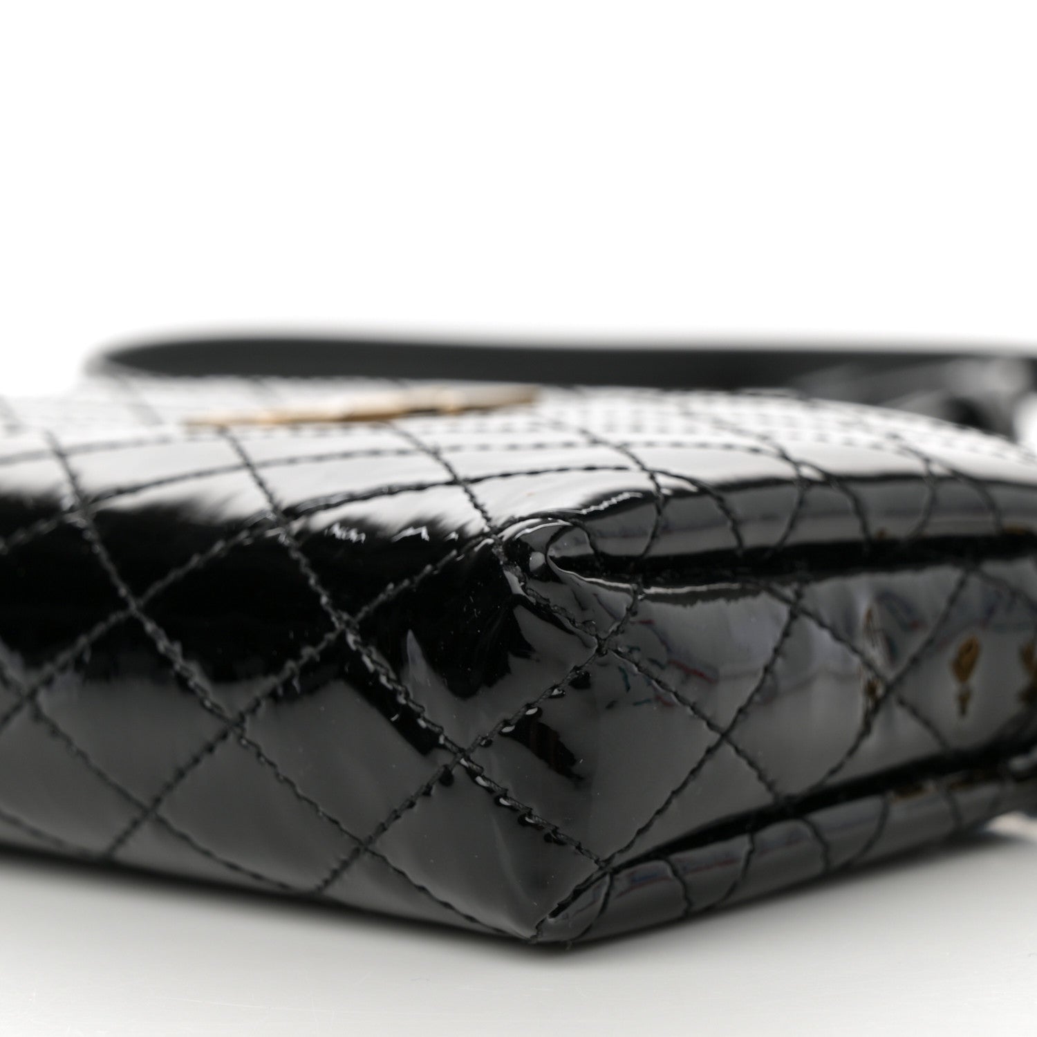 Patent Quilted Gaby Zipped Pouch Black