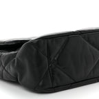 Shiny Goatskin Quilted Large Chanel 19 Flap Black