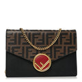 Vitello Cruise F is Fendi Bi-Color FF 1974 Embossed Medium Envelope Wallet On Chain Black Maya