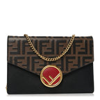 Vitello Cruise F is Fendi Bi-Color FF 1974 Embossed Medium Envelope Wallet On Chain Black Maya