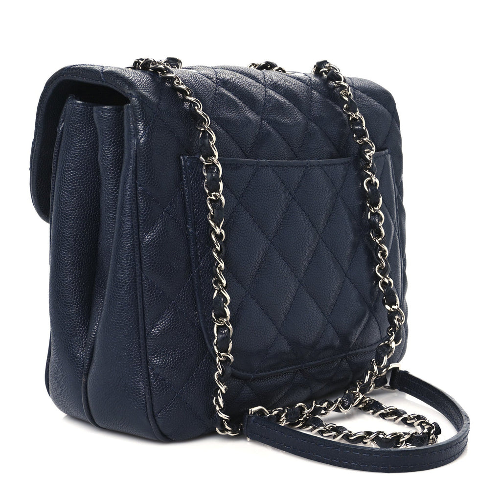 Caviar Quilted Medium Urban Companion Flap Navy