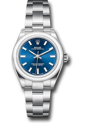 Rolex Oyster Perpetual 28 Watch - Domed Bezel - Blue Index Dial