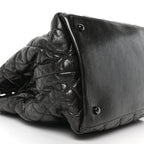 Metallic Aged Calfskin Quilted Small Chain Me Tote Dark Silver