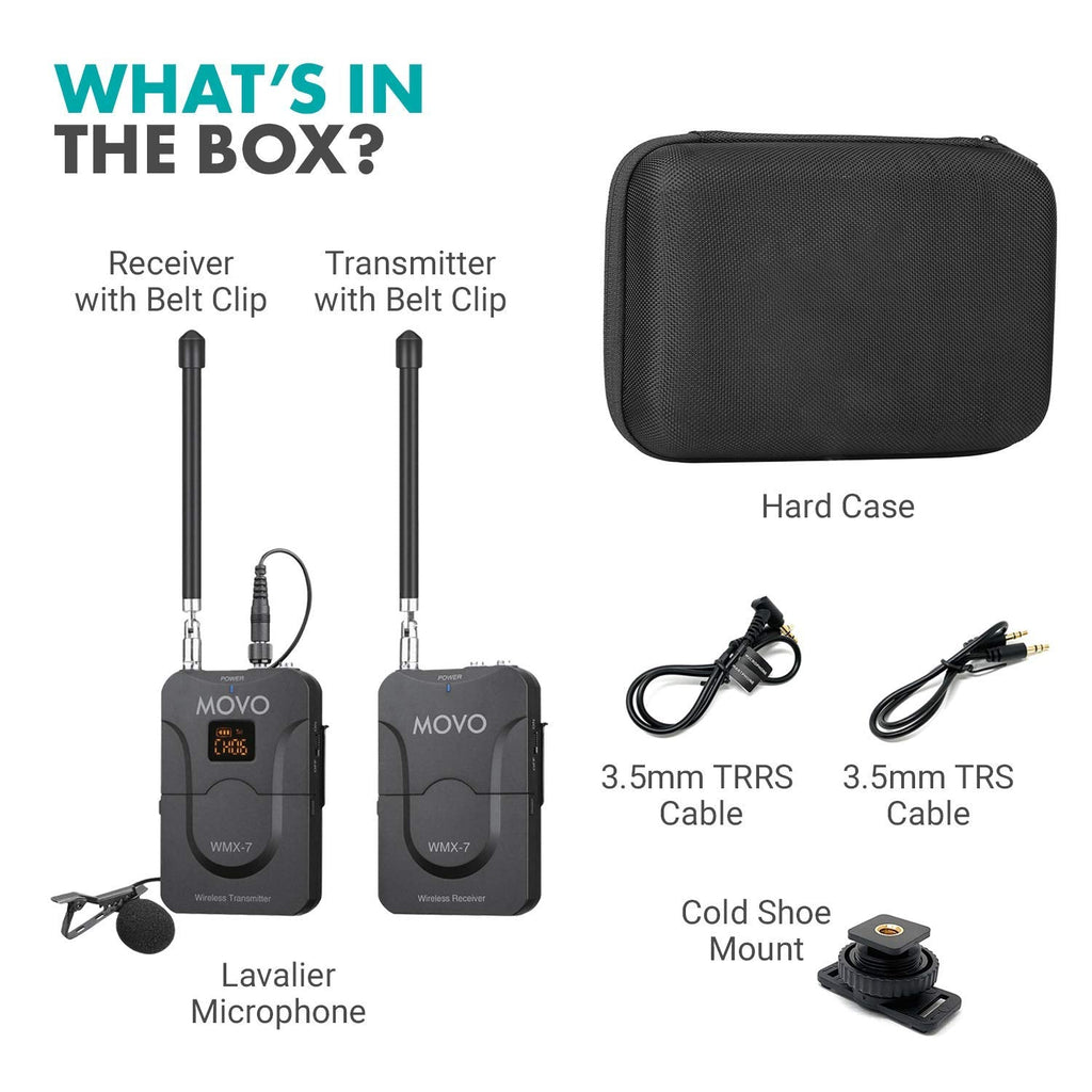 Movo WMX-7 VHF 12-Channel Wireless Lav Mic System