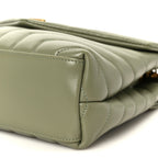 Calfskin Y Quilted Monogram Small Loulou Chain Satchel Light Sage