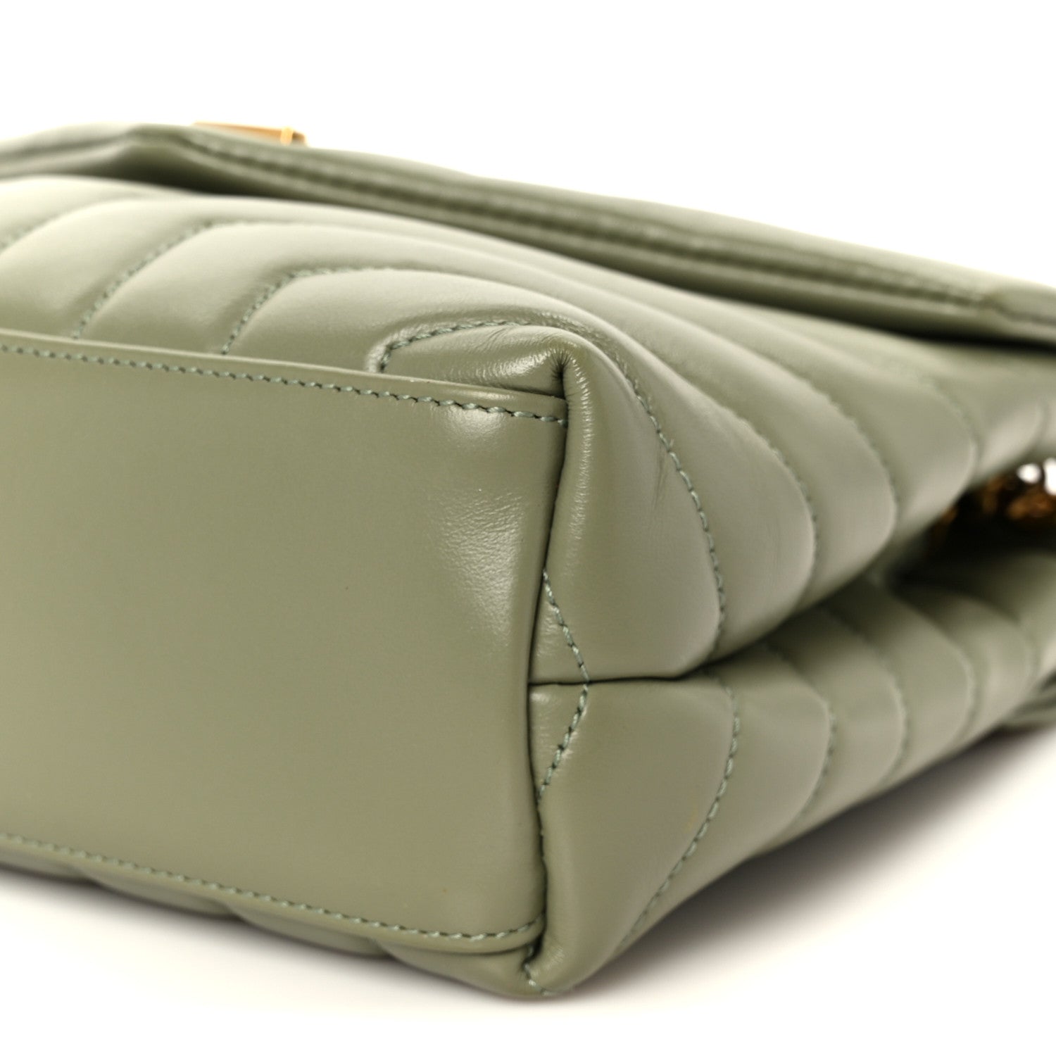 Calfskin Y Quilted Monogram Small Loulou Chain Satchel Light Sage