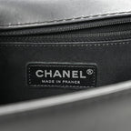 Calfskin Double Stitch Large Boy Flap Black