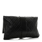 Lambskin Quilted Grip Clutch Black