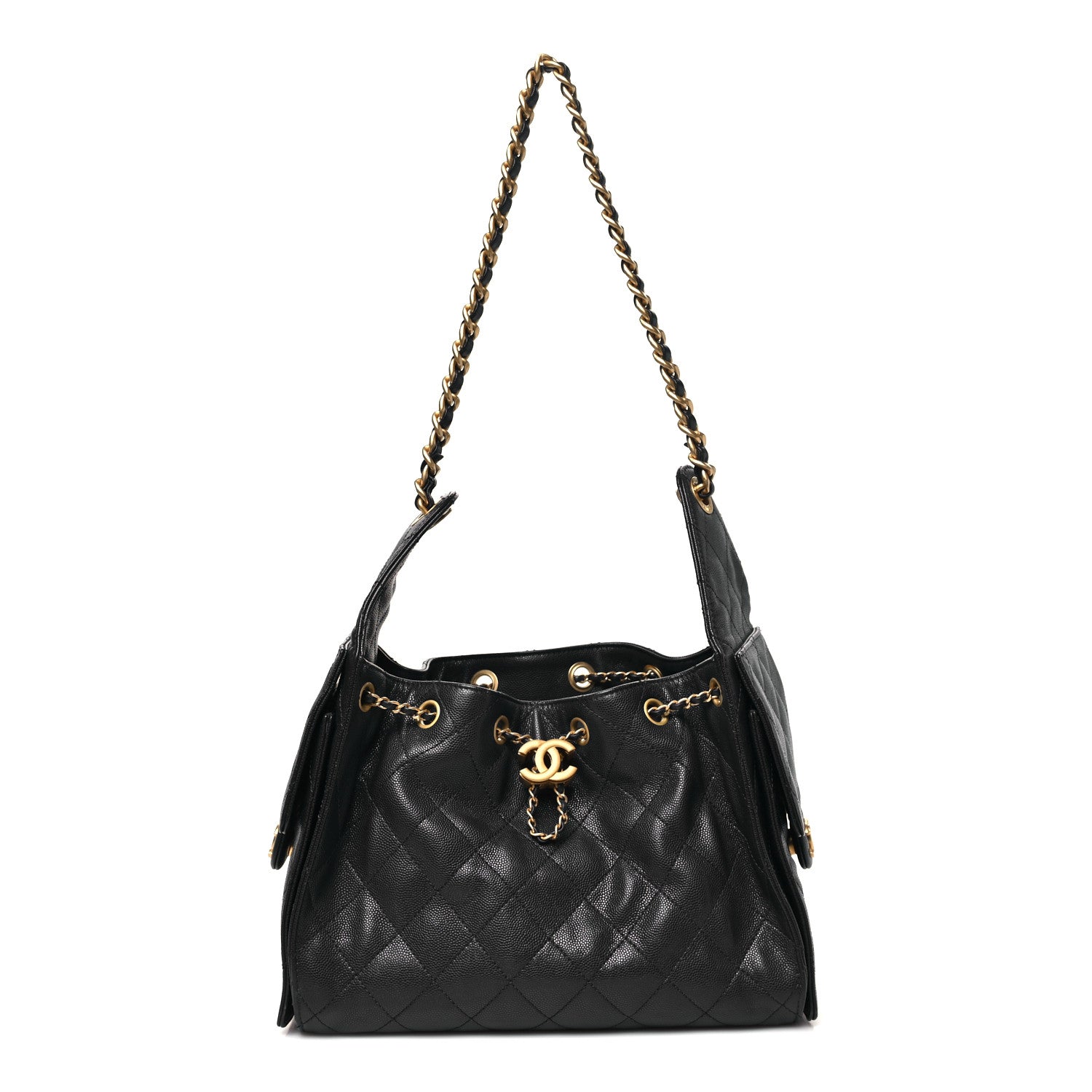 Caviar Quilted Small Chanel 25 Handbag Dark Navy