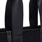 Felt Shiny Calfskin Medium Woody Ribbon Tote Obscure Navy