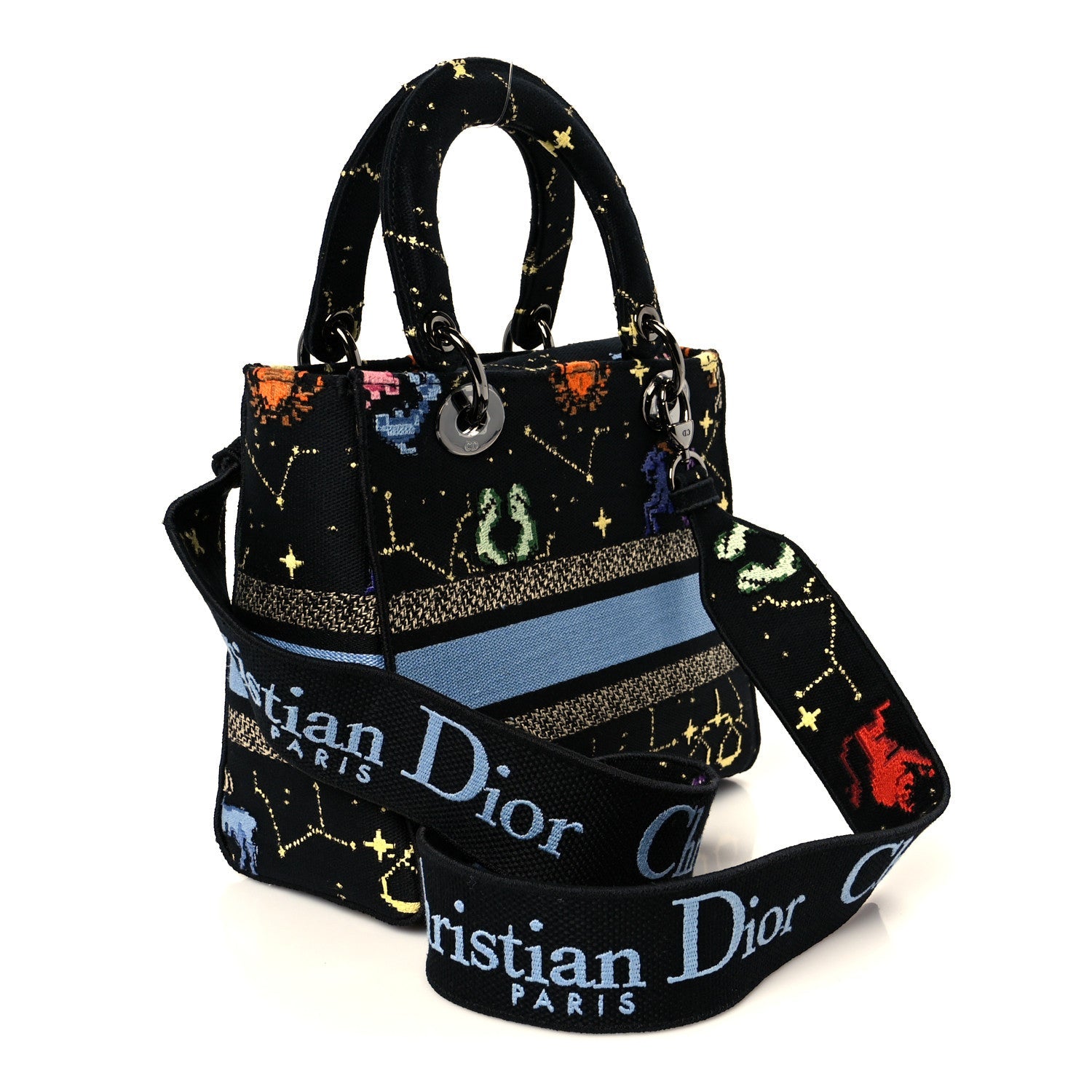 Canvas Pixel Zodiac Embroidered Medium Lady D-Lite Nero Multicolor