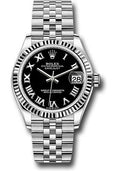 Rolex Steel and White Gold Datejust 31  - Black Roman Dial - Jubilee Bracelet - 278274 bkrj