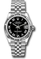 Rolex Steel and White Gold Datejust 31  - Black Roman Dial - Jubilee Bracelet - 278274 bkrj