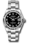 Rolex Steel and White Gold Datejust 31  - Black Roman Dial - Oyster Bracelet - 278274 bkro