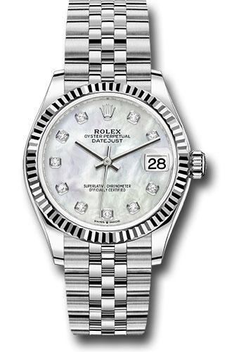 Rolex Steel and White Gold Datejust 31  - White Mother-Of-Pearl Diamond Dial - Jubilee Bracelet - 278274 mdj