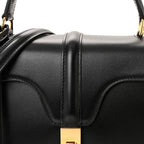 Satinated Calfskin Small 16 Top Handle Bag Black