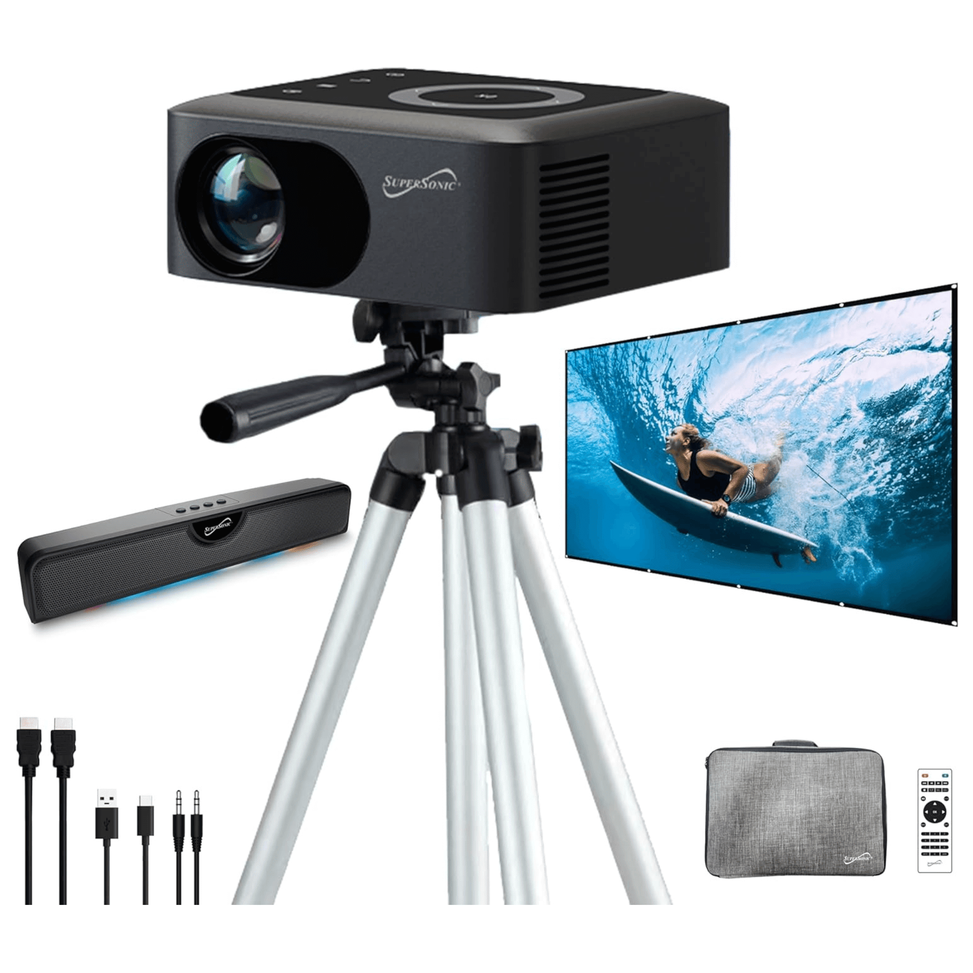Ultimate Soundbar Projector Combo with Built-In Bluetooth and RGB LED Lights