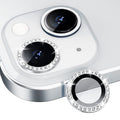 Diamond Camera Lens Protector, Diamond Tempered Glass Camera Cover Screen Protector For Iphone 14 / Iphone 14 Plus In Silver