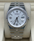 Rolex Land-Dweller 40 White Gold Oystersteel Intense White Honeycomb Motif Dial Fluted Bezel Flat Jubilee Bracelet 127334 - 2025