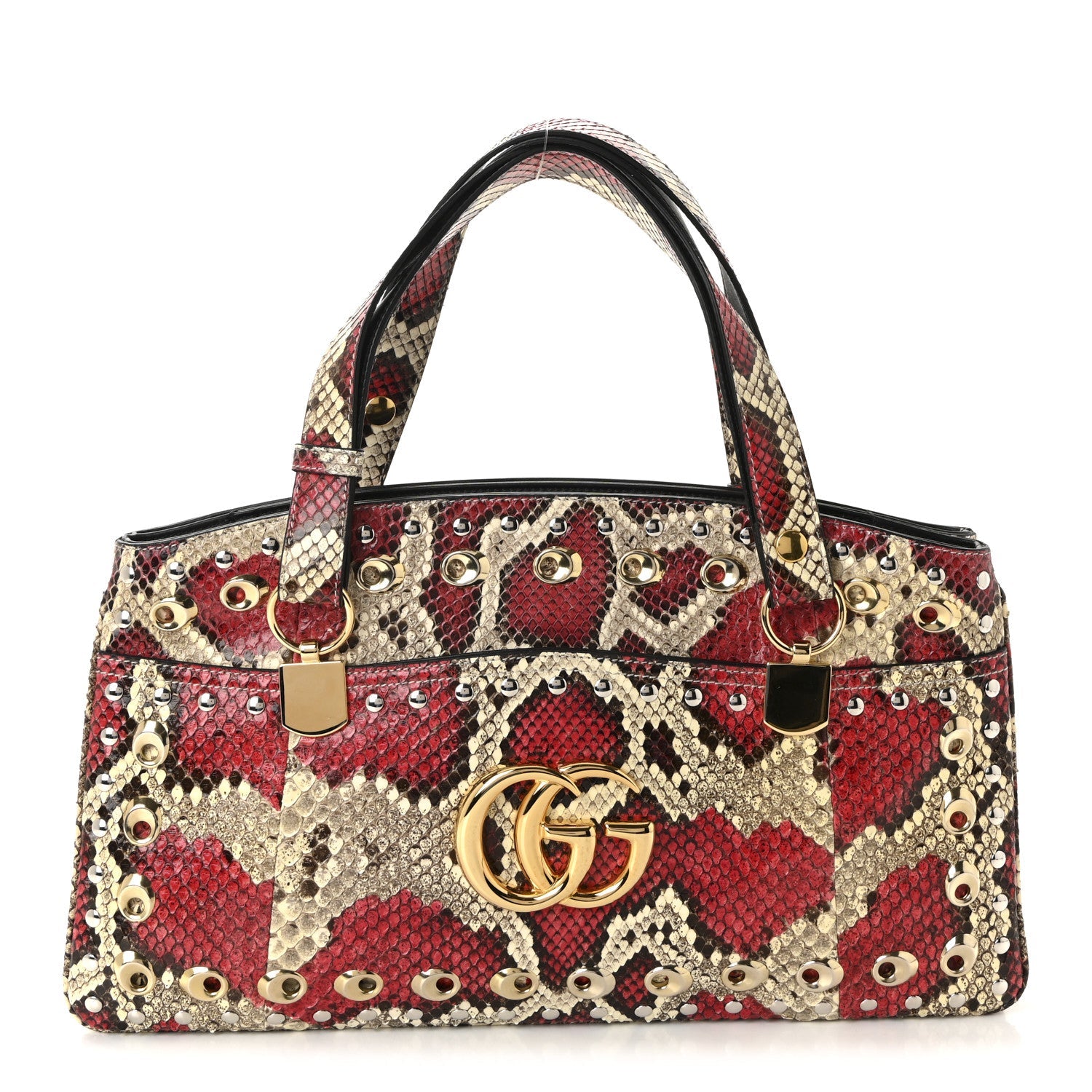 Snakeskin Large Arli Top Handle Bag Pink Beige