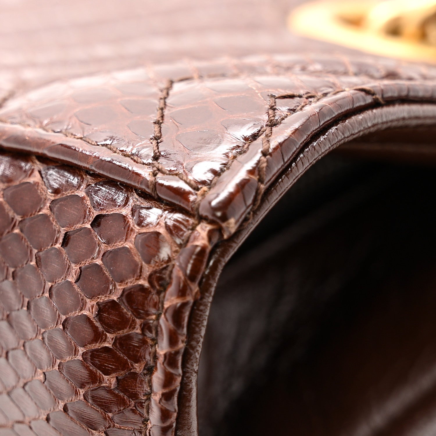 Snakeskin Matelasse Medium GG Marmont Slim Tote Brown