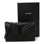 Grain De Poudre Matelasse Chevron Monogram Monochrome Envelope Chain Wallet Black