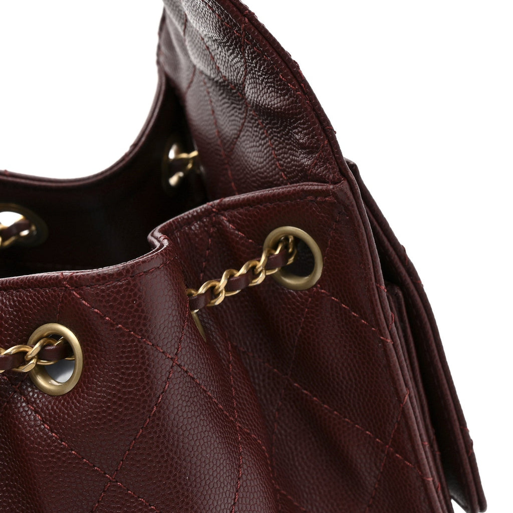 Caviar Quilted Small Chanel 25 Handbag Burgundy