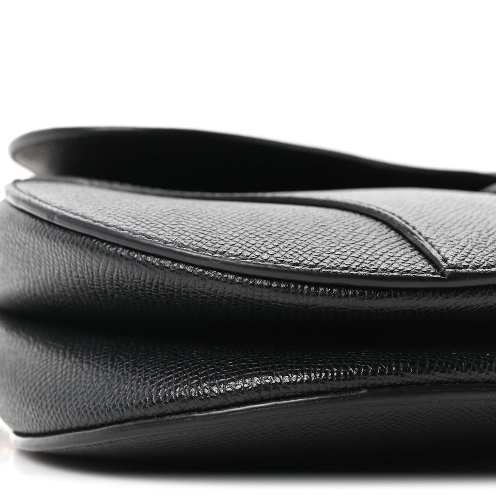 Grained Calfskin Saddle Bag Black