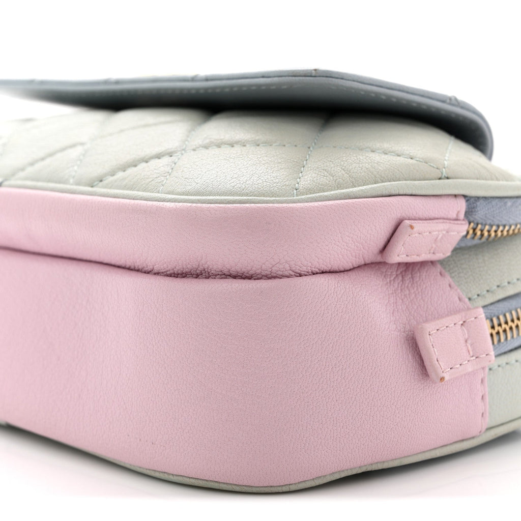 Goatskin Quilted Waist Bag Green Blue Pink