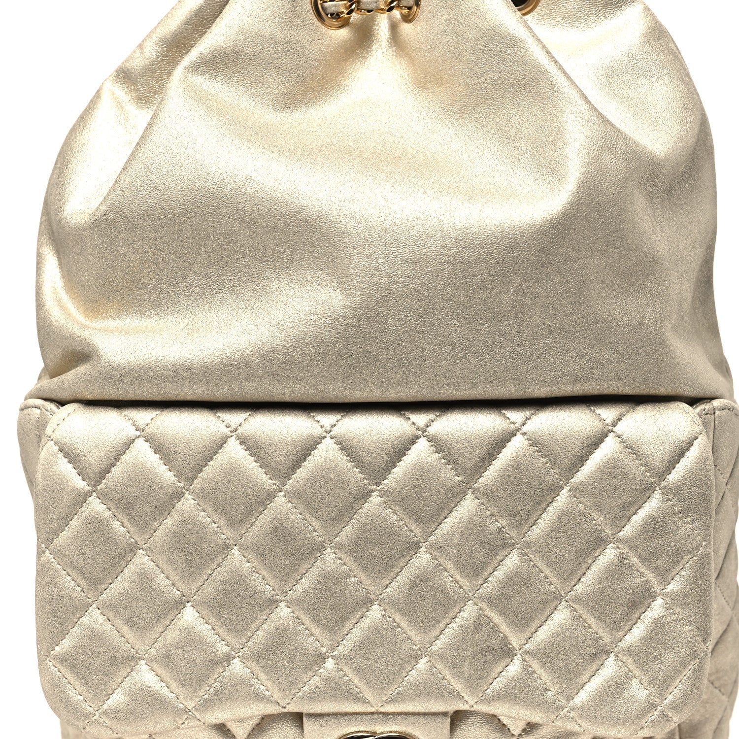 Metallic Lambskin Quilted Small In Seoul Backpack Light Gold