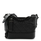 Aged Calfskin Quilted Small Gabrielle Hobo So Black