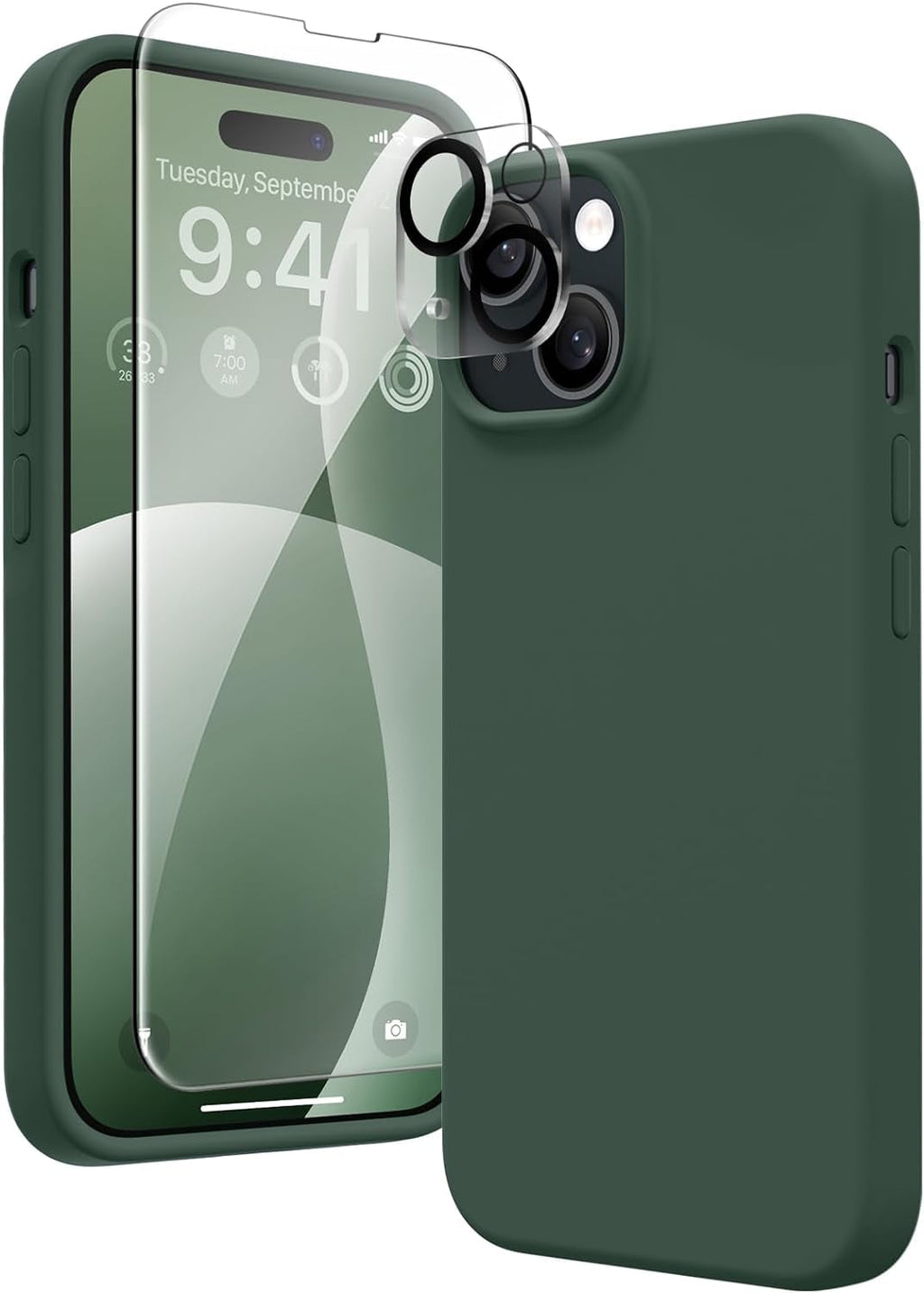 Entronix Bundle Compatible with iPhone 14 Plus - Liquid Silicone Case, 1 Clear Screen Protector & 1 Camera Lens Protector