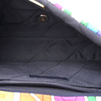 Printed Fabric Quilted Logo Single Flap Bag Multicolor