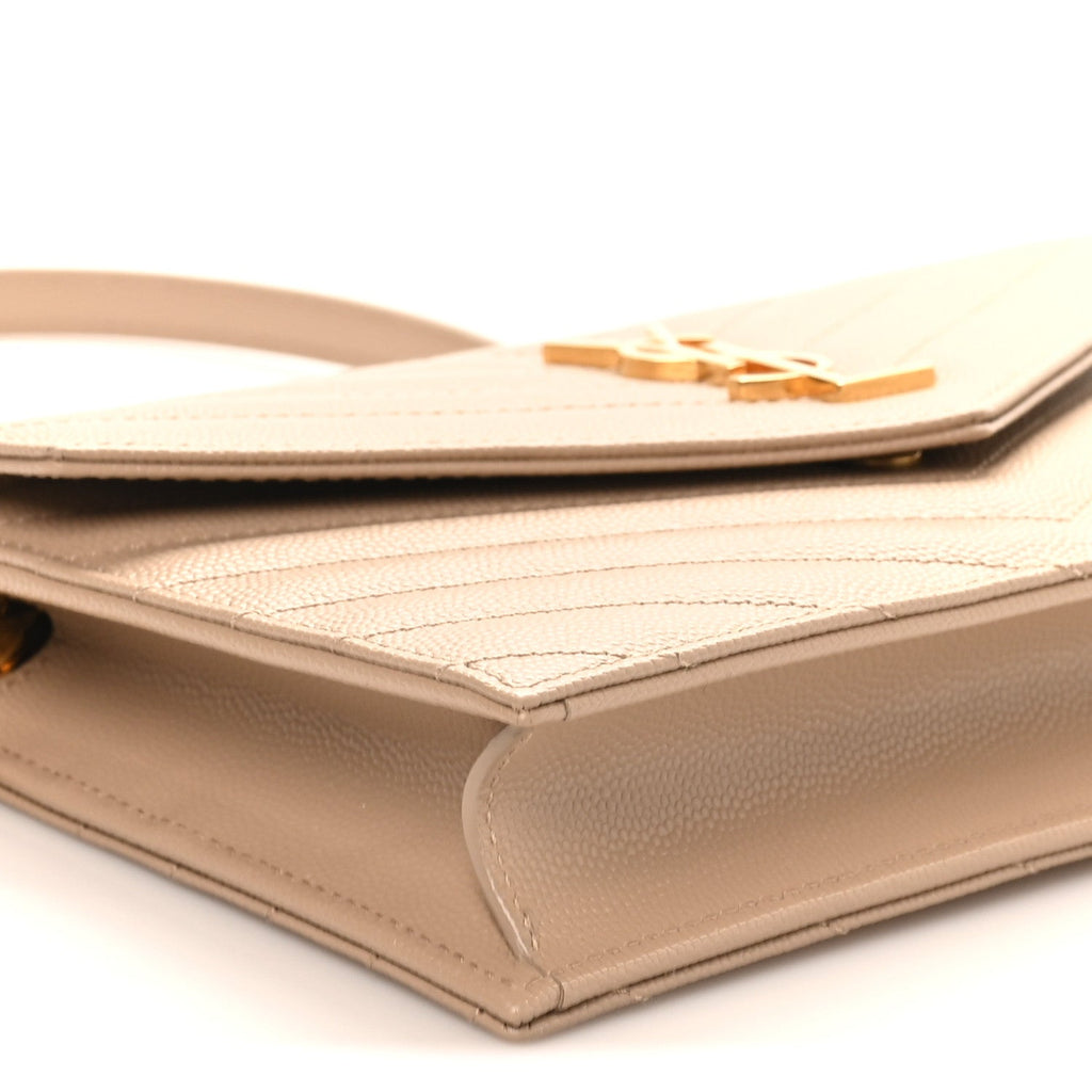 Grain De Poudre Matelasse Chevron Monogram Envelope Chain Wallet Dark Beige
