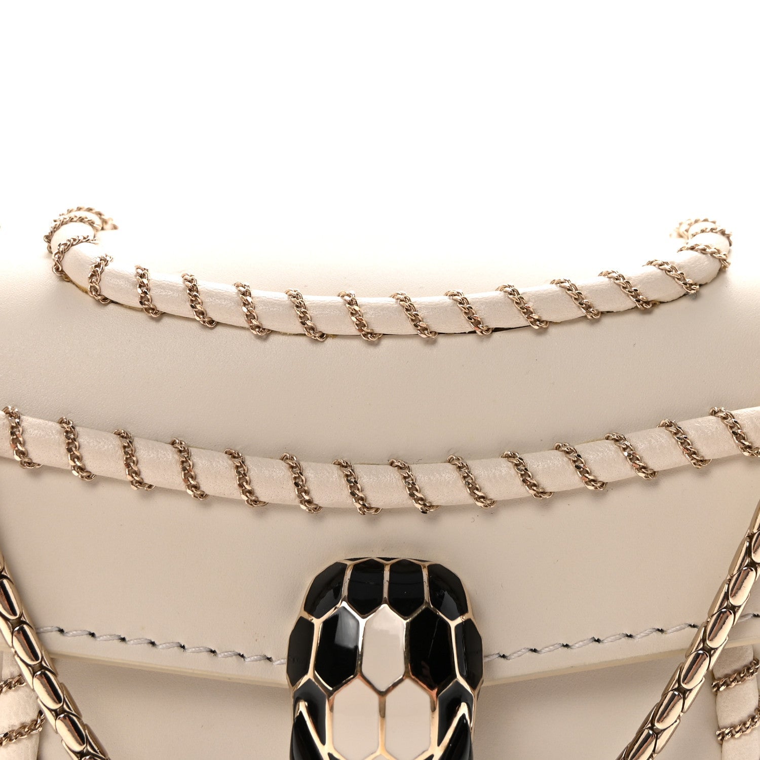 Calfskin Woven Chain Serpenti Forever Crossbody Bag White