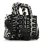 Polyester Cotton Oversized Monogram Medium Traveler Tote Bag Black Ivory