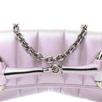 Iridescent Nappa Vertical Matelasse Medium Maxi Horsebit Chain Shoulder Bag Escape Pink